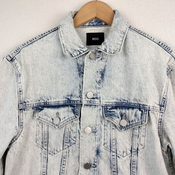 BDG Urban Outfitters Jean Trucker Jacket Womens S Petite Blue Denim Acid Washed - Picture 1 of 16